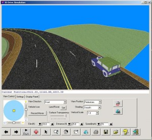 Road design with textures, lane stripes and vehicle motion in Carlson Civil