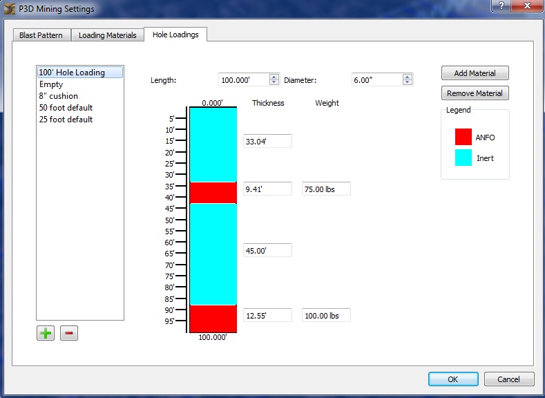 P3D Drill Hole Loading Settings